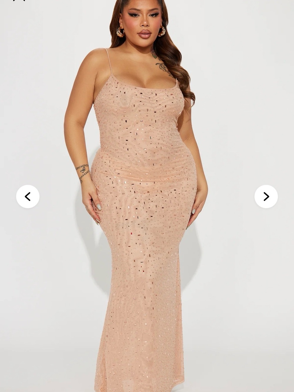 Fashion Nova Blush Sequin Maxi Slip Dress
